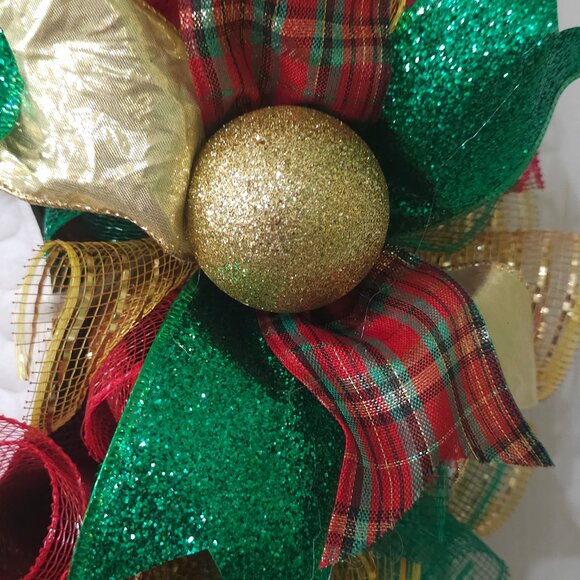 ✨🌺 "Merry Christmas & Goodnight" Red, Green & Gold Wreath 🌺✨ - Picture 5 of 5